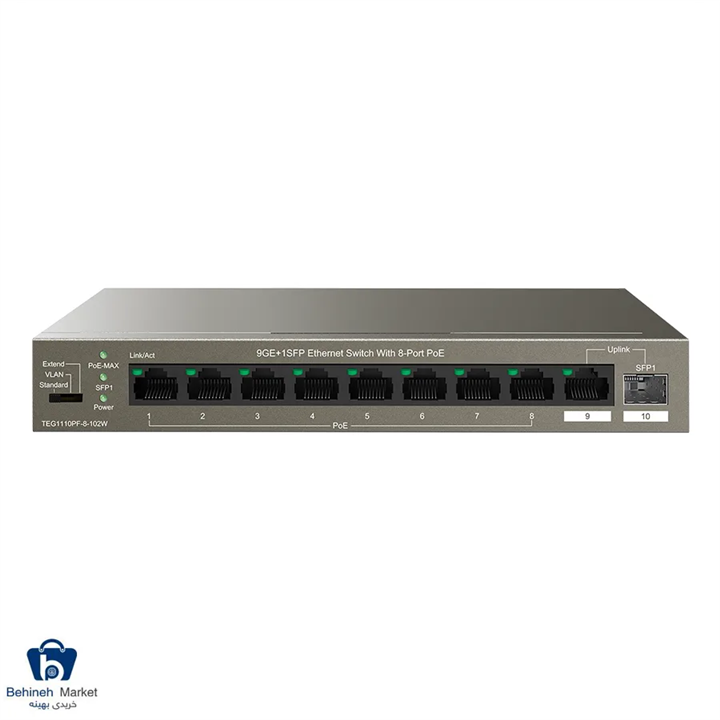 سوییچ ۱۰ پورت PoE تندا مدل TEG1110PF-8-102W